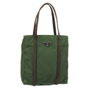 PRADA Hand Bag Nylon Green Auth bs34103-13