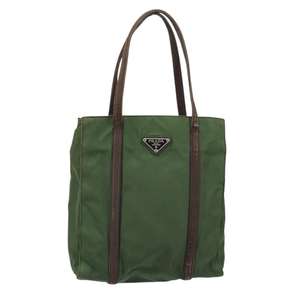 PRADA Hand Bag Nylon Green Auth bs34103