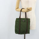 PRADA Hand Bag Nylon Green Auth bs34103-25