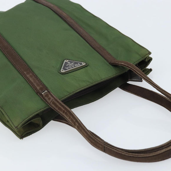 PRADA Hand Bag Nylon Green Auth bs34103