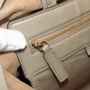 CELINE Hand Bag Leather Beige Gold Auth bs34104-19