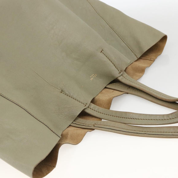 CELINE Hand Bag Leather Beige Gold Auth bs34104