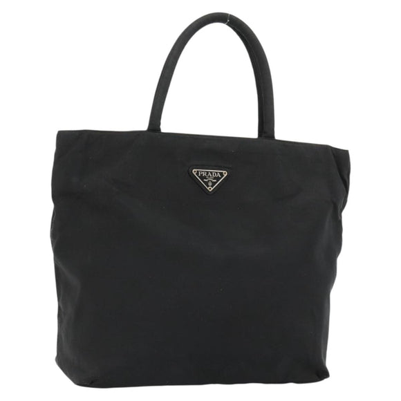 PRADA Handtas Nylon Zwart Zilver Auth bs34105