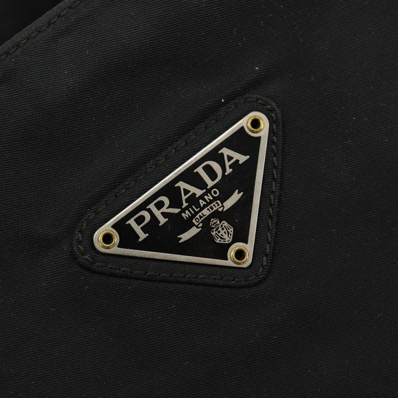 PRADA Handtas Nylon Zwart Zilver Auth bs34105