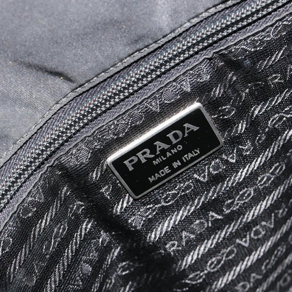 PRADA Handtas Nylon Zwart Zilver Auth bs34105