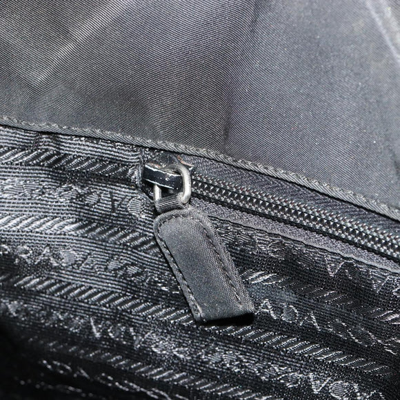 PRADA Handtas Nylon Zwart Zilver Auth bs34105