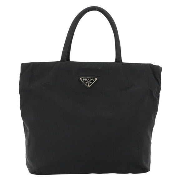 PRADA Handtas Nylon Zwart Zilver Auth bs34105