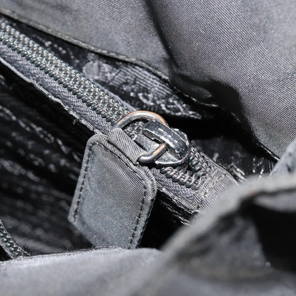 PRADA Handtas Nylon Zwart Zilver Auth bs34105