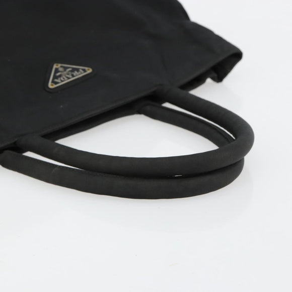 PRADA Handtas Nylon Zwart Zilver Auth bs34105