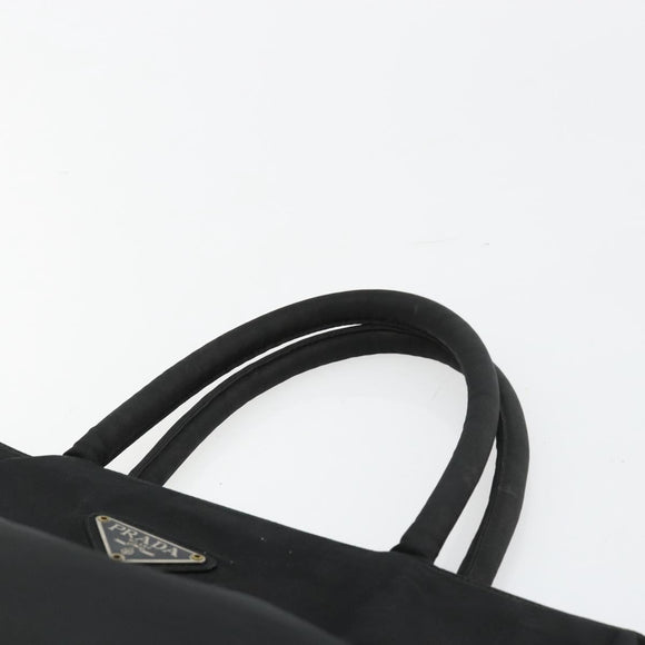 PRADA Handtas Nylon Zwart Zilver Auth bs34105