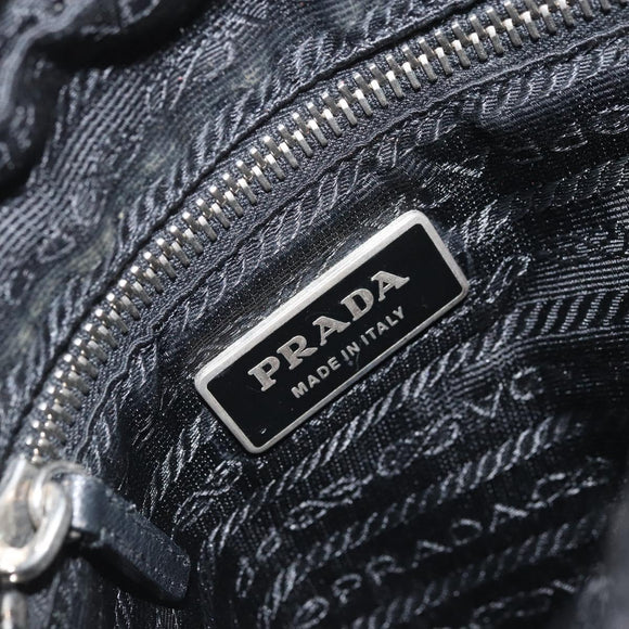 PRADA Shoulder Bag Nylon Black Silver Auth bs34107