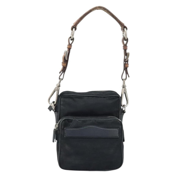 PRADA Shoulder Bag Nylon Black Silver Auth bs34107