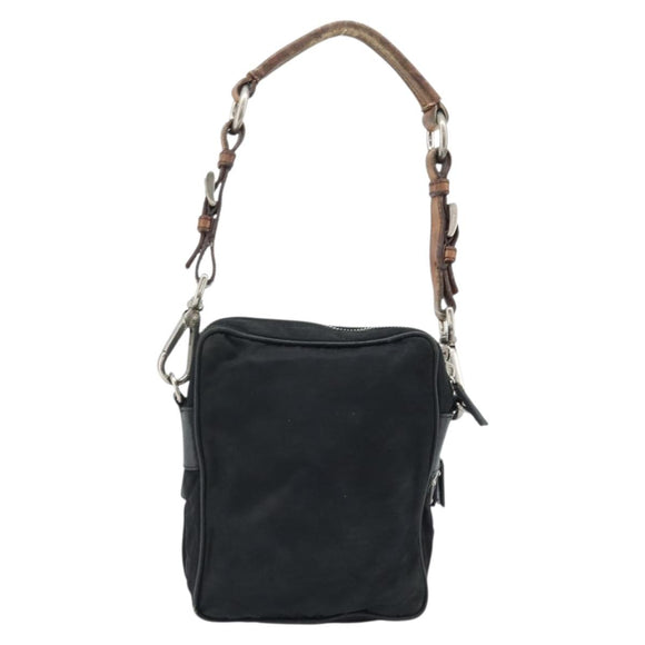 PRADA Shoulder Bag Nylon Black Silver Auth bs34107