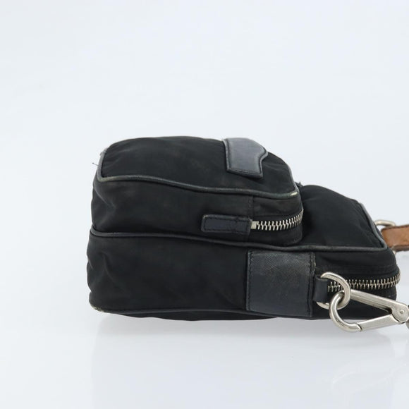 PRADA Shoulder Bag Nylon Black Silver Auth bs34107