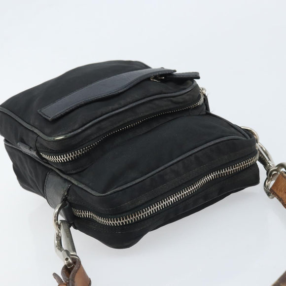 PRADA Shoulder Bag Nylon Black Silver Auth bs34107