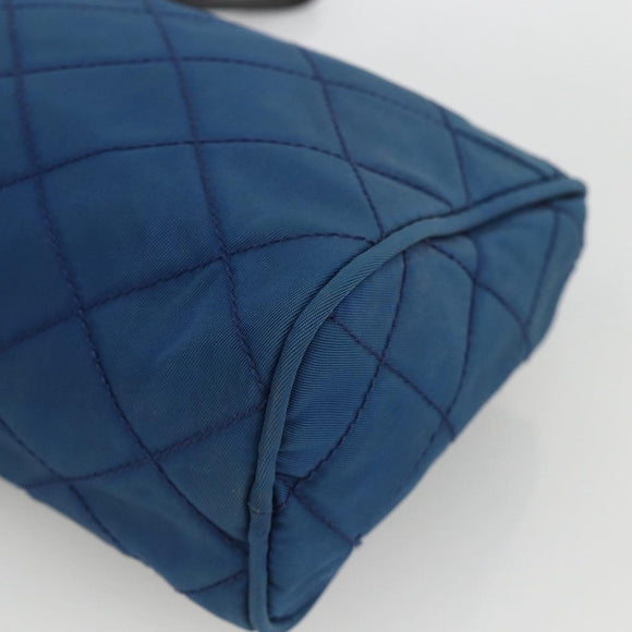 PRADA Pouch Nylon Blue Silver Auth bs34108