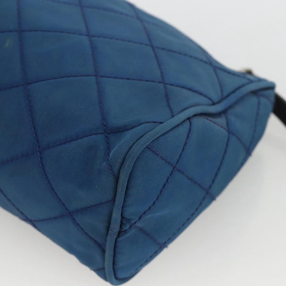PRADA Pouch Nylon Blue Silver Auth bs34108