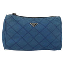 PRADA Pouch Nylon Blue Silver Auth bs34108-13