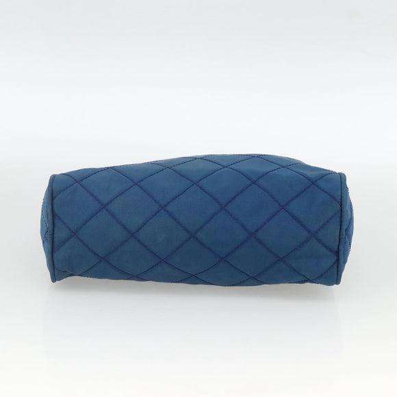 PRADA Pouch Nylon Blue Silver Auth bs34108