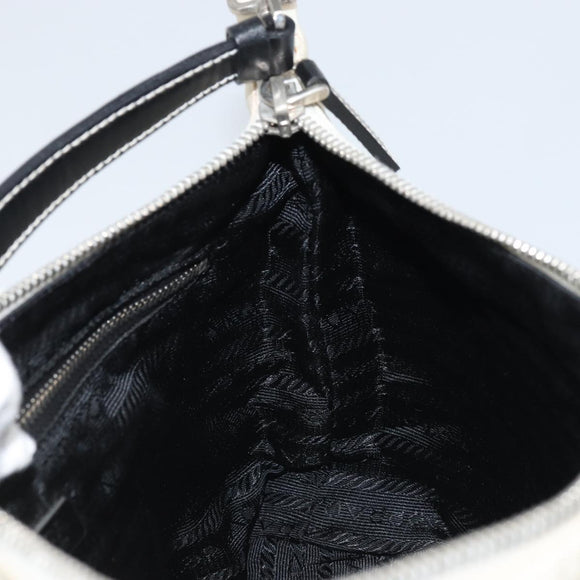 PRADA Hand Bag Nylon Silver White Auth bs34109