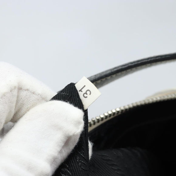 PRADA Hand Bag Nylon Silver White Auth bs34109