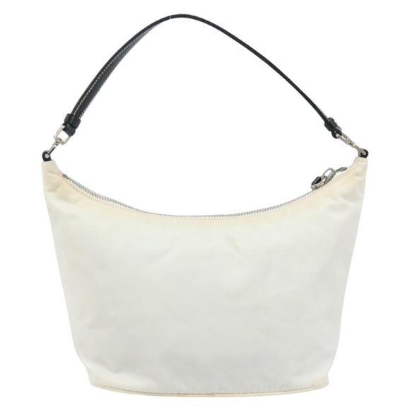PRADA Hand Bag Nylon Silver White Auth bs34109