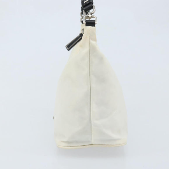 PRADA Hand Bag Nylon Silver White Auth bs34109