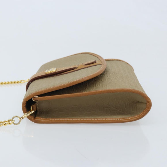 BALENCIAGA Chain Shoulder Bag PVC Leather Beige Gold Auth bs34110