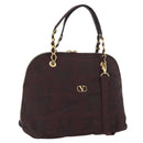 VALENTINO Chain Hand Bag Nylon 2way Bordeaux Gold Auth bs34111-1