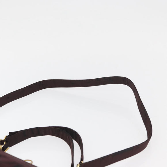 VALENTINO Chain Hand Bag Nylon 2way Bordeaux Gold Auth bs34111