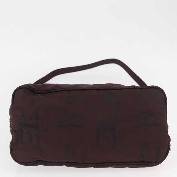 VALENTINO Chain Hand Bag Nylon 2way Bordeaux Gold Auth bs34111
