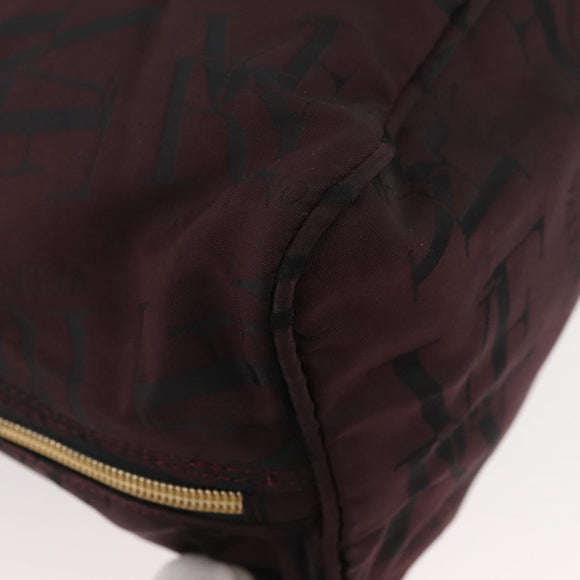 VALENTINO Chain Hand Bag Nylon 2way Bordeaux Gold Auth bs34111