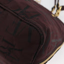 VALENTINO Chain Hand Bag Nylon 2way Bordeaux Gold Auth bs34111-15