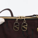 VALENTINO Chain Hand Bag Nylon 2way Bordeaux Gold Auth bs34111-11