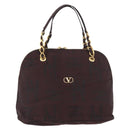 VALENTINO Chain Hand Bag Nylon 2way Bordeaux Gold Auth bs34111-13