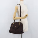 VALENTINO Chain Hand Bag Nylon 2way Bordeaux Gold Auth bs34111-25