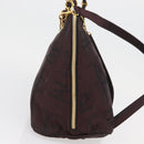 VALENTINO Chain Hand Bag Nylon 2way Bordeaux Gold Auth bs34111-4