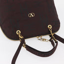 VALENTINO Chain Hand Bag Nylon 2way Bordeaux Gold Auth bs34111-6