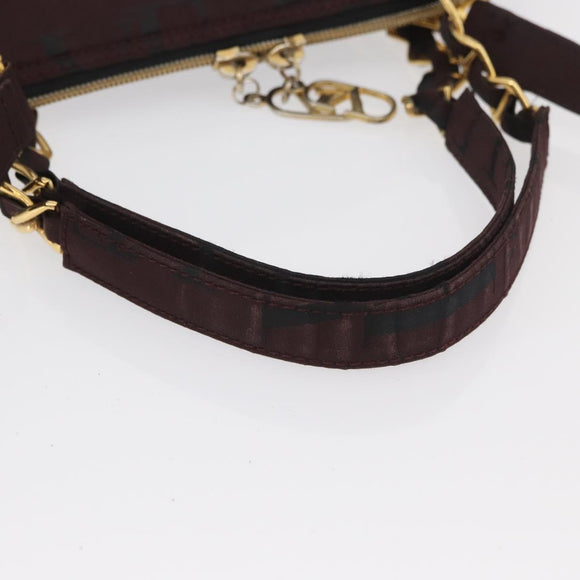 VALENTINO Chain Hand Bag Nylon 2way Bordeaux Gold Auth bs34111