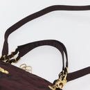 VALENTINO Chain Hand Bag Nylon 2way Bordeaux Gold Auth bs34111-8