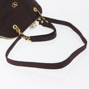 VALENTINO Chain Hand Bag Nylon 2way Bordeaux Gold Auth bs34111-9