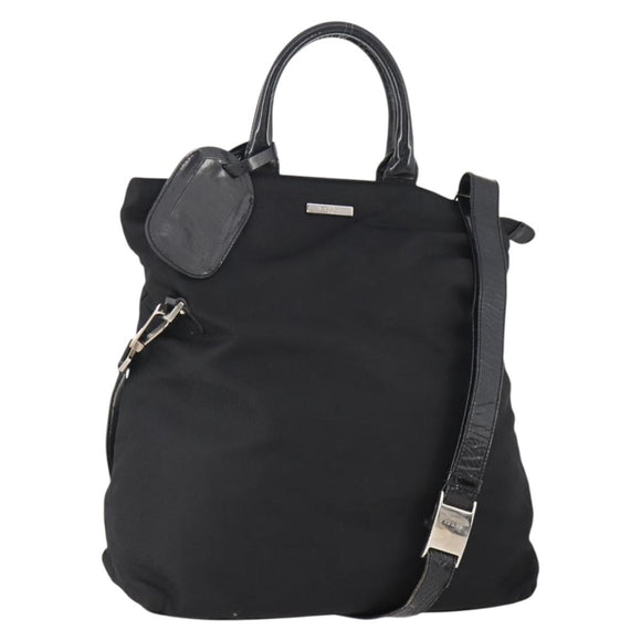 GUCCI Hand Bag Nylon 2way Black Silver Auth bs34112