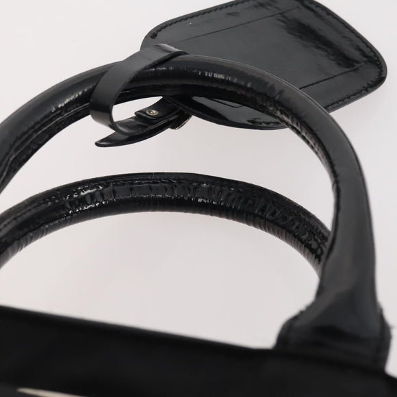 GUCCI Hand Bag Nylon 2way Black Silver Auth bs34112