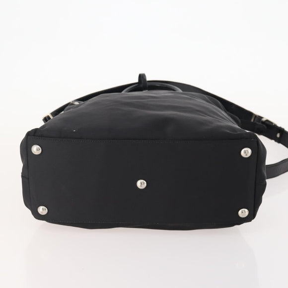 GUCCI Hand Bag Nylon 2way Black Silver Auth bs34112