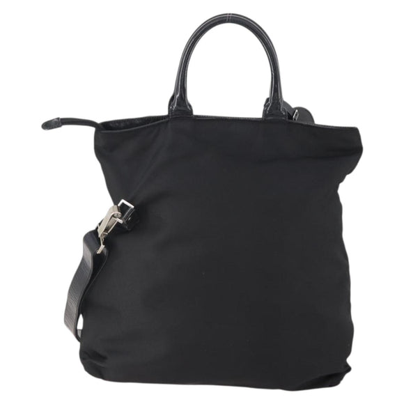 GUCCI Hand Bag Nylon 2way Black Silver Auth bs34112