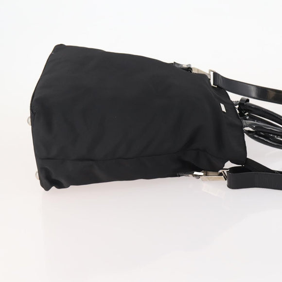 GUCCI Hand Bag Nylon 2way Black Silver Auth bs34112