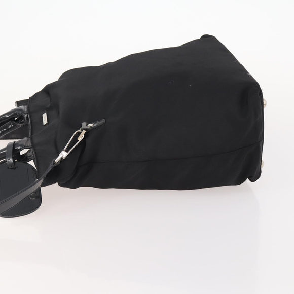 GUCCI Hand Bag Nylon 2way Black Silver Auth bs34112