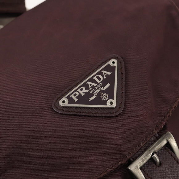 PRADA Backpack Nylon Brown Silver Auth bs34114
