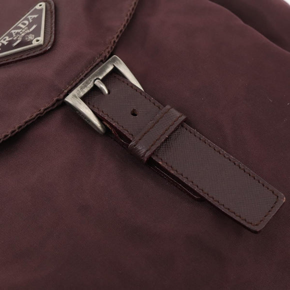 PRADA Backpack Nylon Brown Silver Auth bs34114