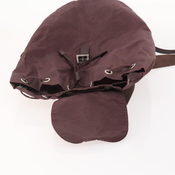 PRADA Backpack Nylon Brown Silver Auth bs34114